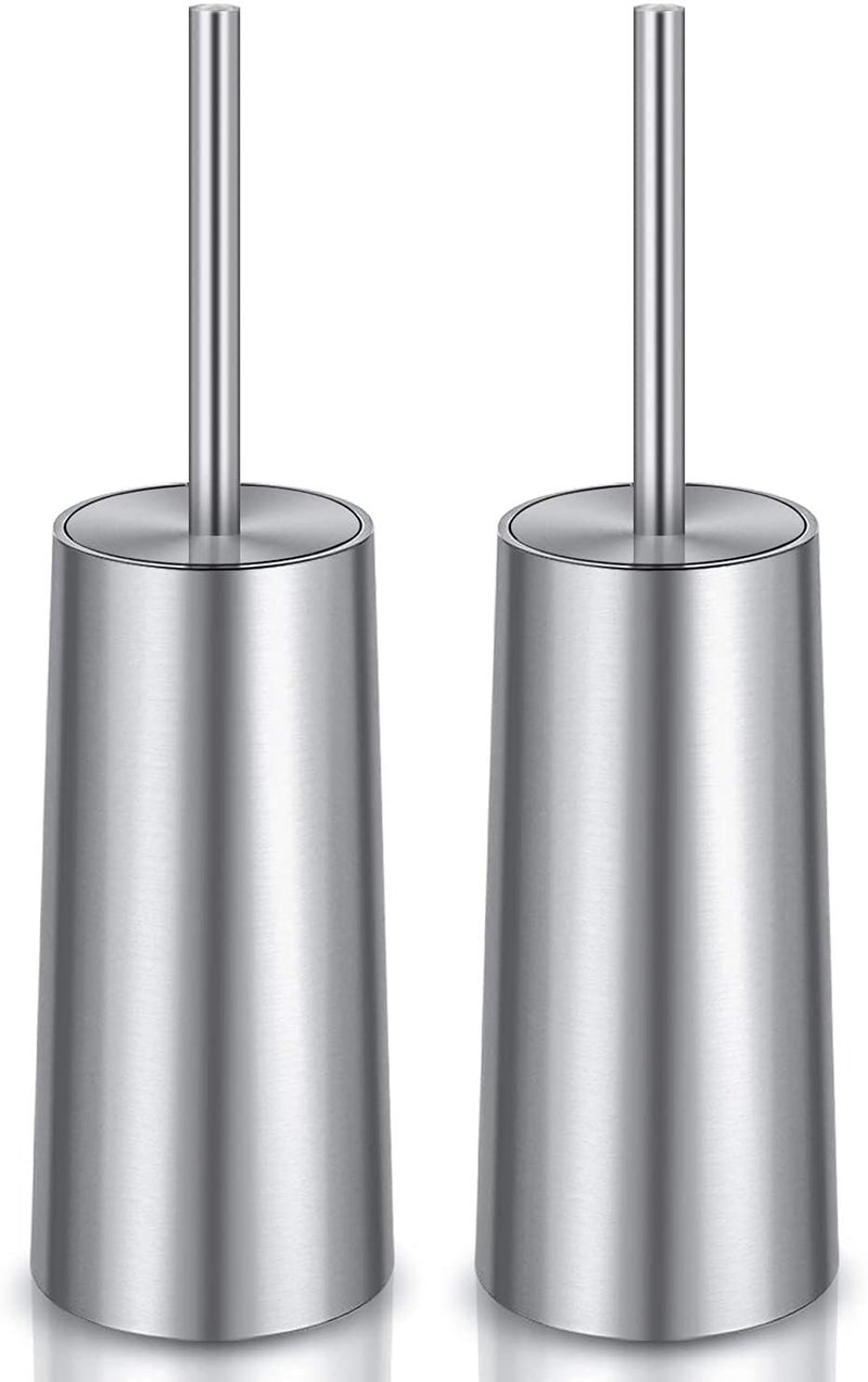 IXO Toilet Brush and Holder  2 Pack 304 Stainless Steel Toilet Brush with Long Handle  Toilet Bowl Brush for Bathroom Toilet-Ergonomic  Elegant Durable(Silver) - Image 2